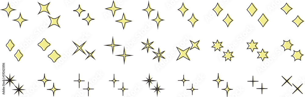 Sparkle icon vector set. Star icons. Sparkle icon vector set. Star icons.