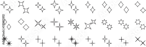 Sparkle icon vector set. Star icons. black.