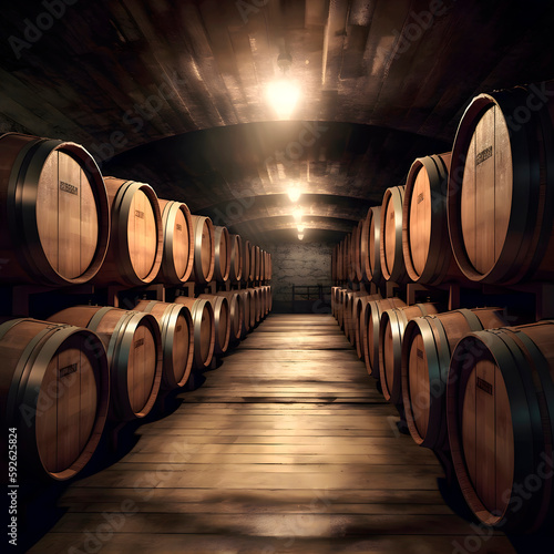 Fotografie, Tablou Wine casks at the winery