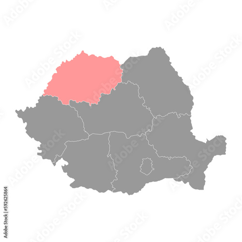Nord Vest development region map  region of Romania. Vector illustration.