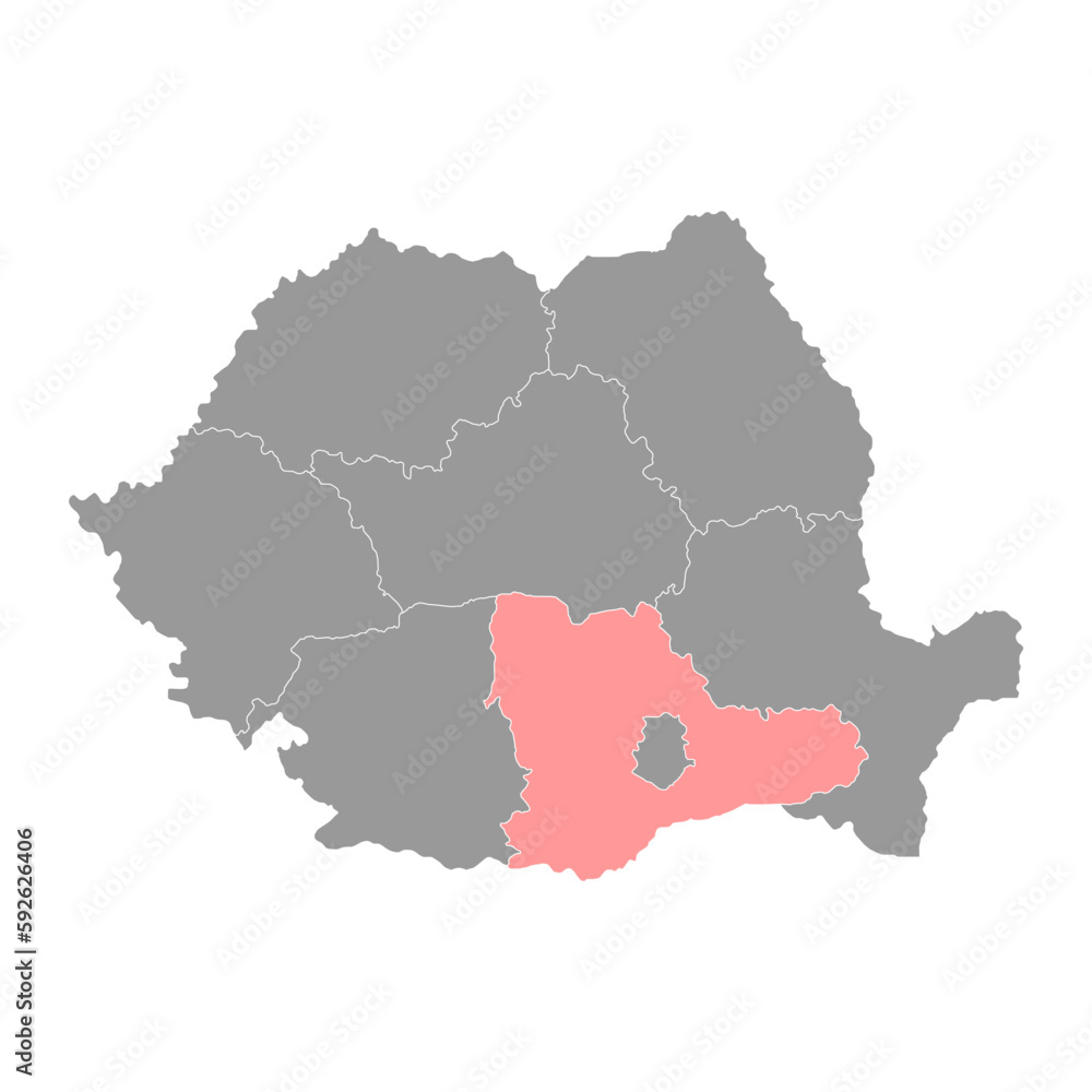 Obraz premium Sud Muntenia development egion map, region of Romania. Vector illustration.