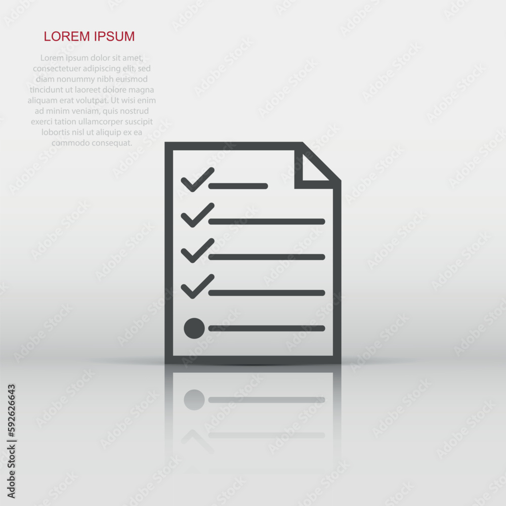 Checklist icon in flat style. Document check illustration pictogram. Diagram graph sign business concept. Checklist icon in flat style. Document check illustration pictogram. Diagram graph sign business concept.