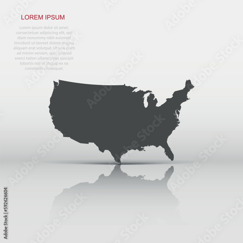 America map icon in flat style. USA illustration pictogram. Country geography sign business concept.