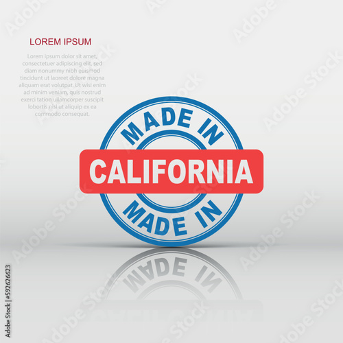 Made in California icon in flat style. Manufactured illustration pictogram. Produce sign business concept.