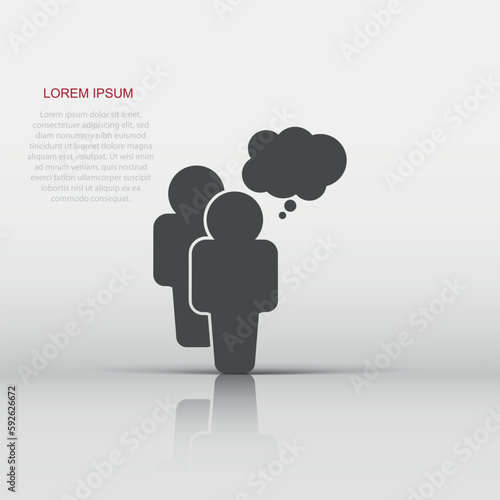 People with speach bubble icon in flat style. Person illustration pictogram. Users person sign business concept.