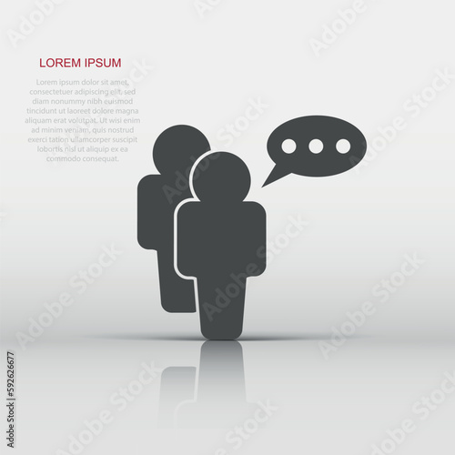 People with speach bubble icon in flat style. Person illustration pictogram. Users person sign business concept.