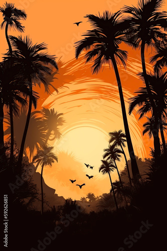 palm trees at sunset