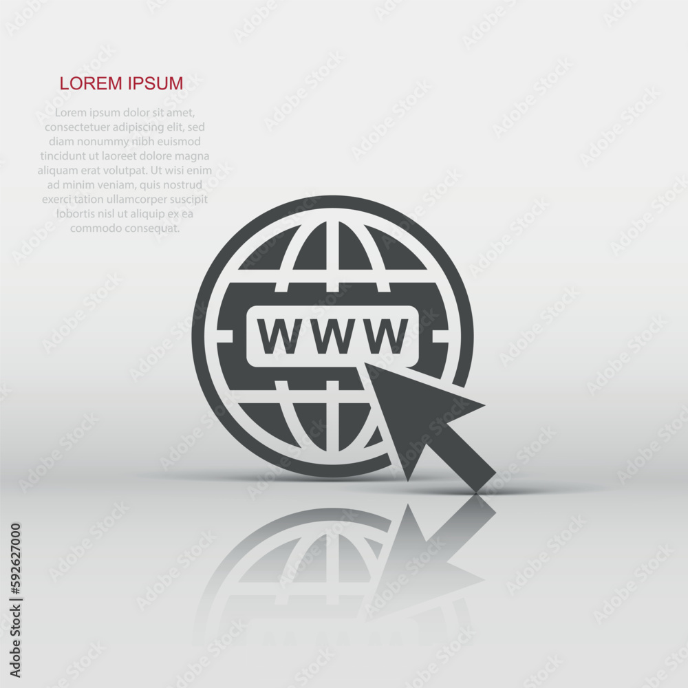 Vector go to web icon in flat style. Globe world sign illustration pictogram. WWW url business concept. Vector go to web icon in flat style. Globe world sign illustration pictogram. WWW url business concept.