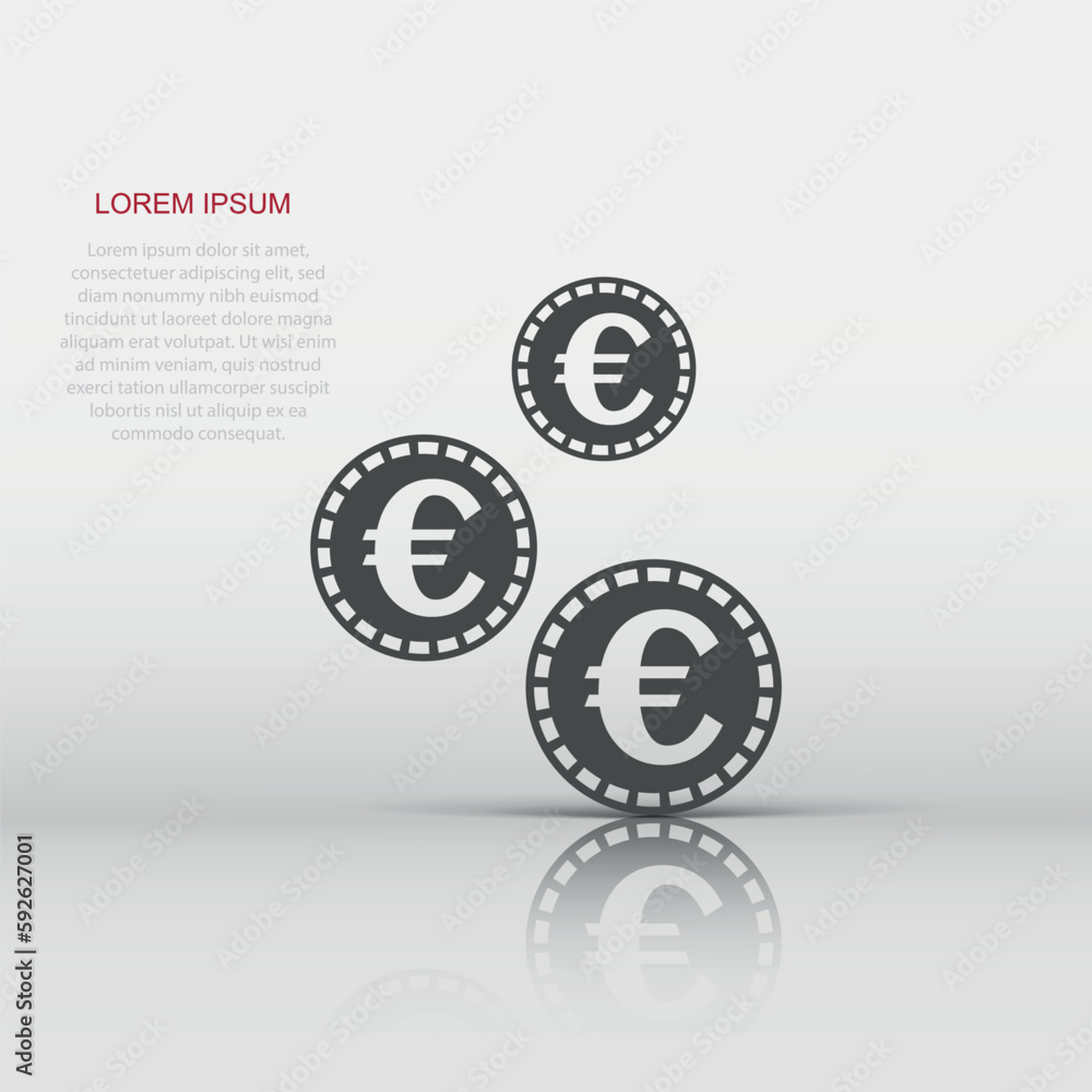 Vector euro coins icon in flat style. Money coin sign illustration pictogram. Euro cash business concept. Vector euro coins icon in flat style. Money coin sign illustration pictogram. Euro cash business concept.