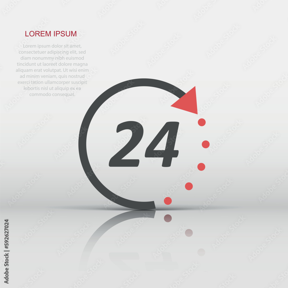 Vector time icon in flat style. 24 hours sign illustration pictogram. Clock timer business concept. Vector time icon in flat style. 24 hours sign illustration pictogram. Clock timer business concept.