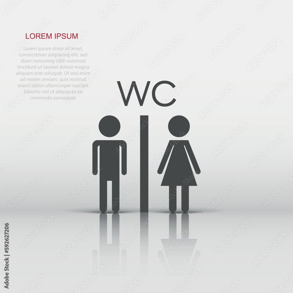Vector man and woman icon in flat style. People sign illustration pictogram. WC toilet business concept. Vector man and woman icon in flat style. People sign illustration pictogram. WC toilet business concept.