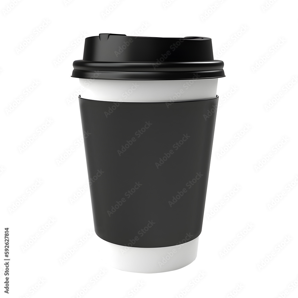 Coffee cup on transparent background with blank label, generative ai Coffee cup on transparent background with blank label, generative ai