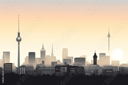 Skyline of Berlin at Sunrise