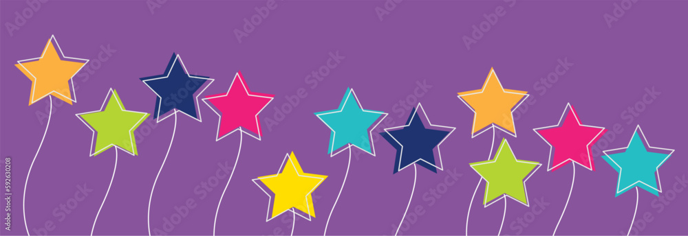  Birthday party background with colorful stars