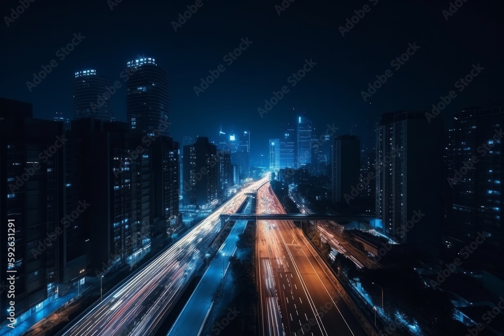 Fototapeta premium traffic at night made with generative ai