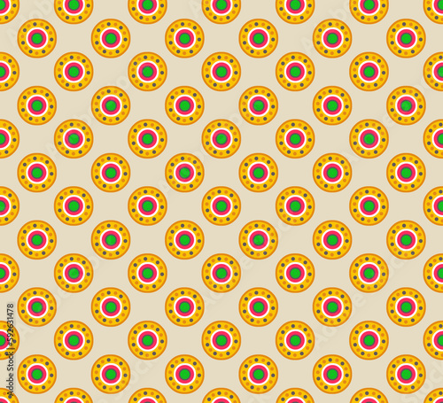 Seamless pattern with geometric aboriginal ornament. Ethnic tribal rounded color background. Afican  australian motiph. Dots painting. Vector illustration  template design for cloth  card  fabric.