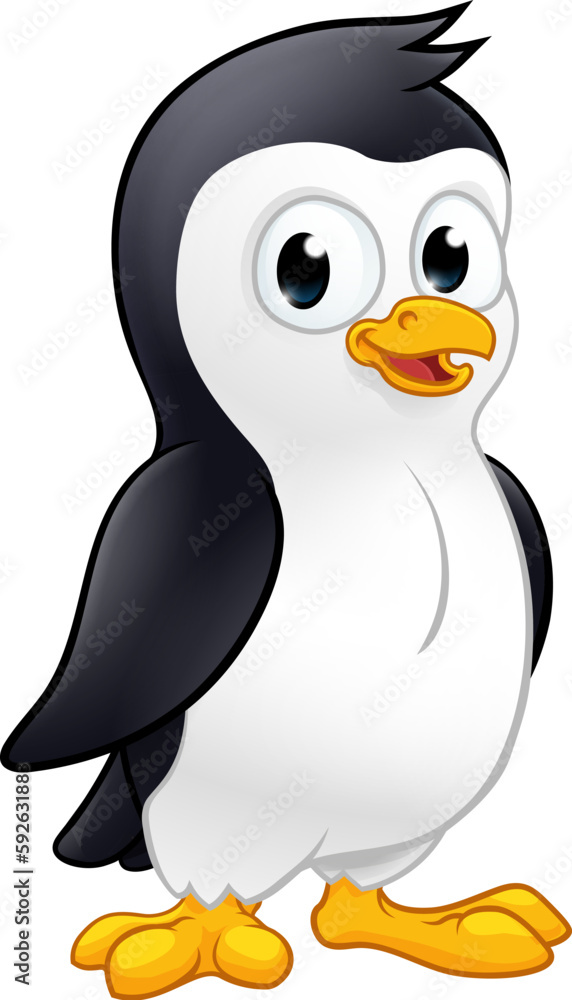 Fototapeta premium A penguin bird cute happy cartoon wildlife mascot character