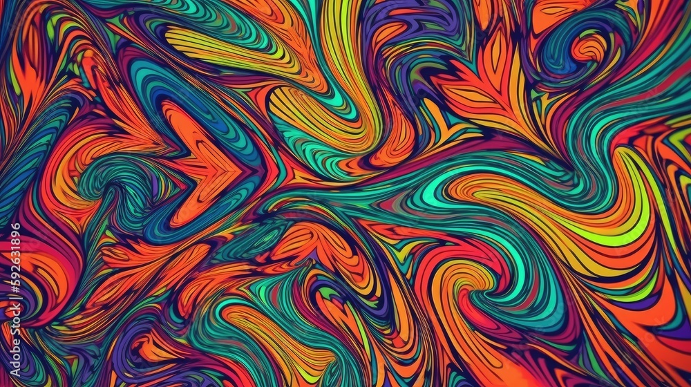 Psychedelic pattern with vibrant colors and a trippy design created with generative AI technology