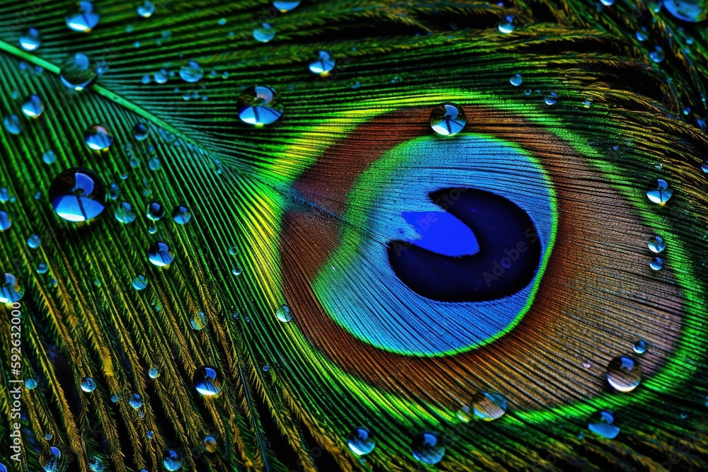 Fototapeta premium peacock feather closeup
