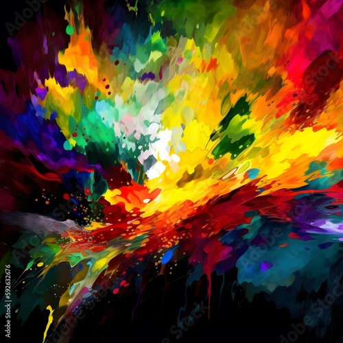abstract colorful background with splashes. generative AI illustration.