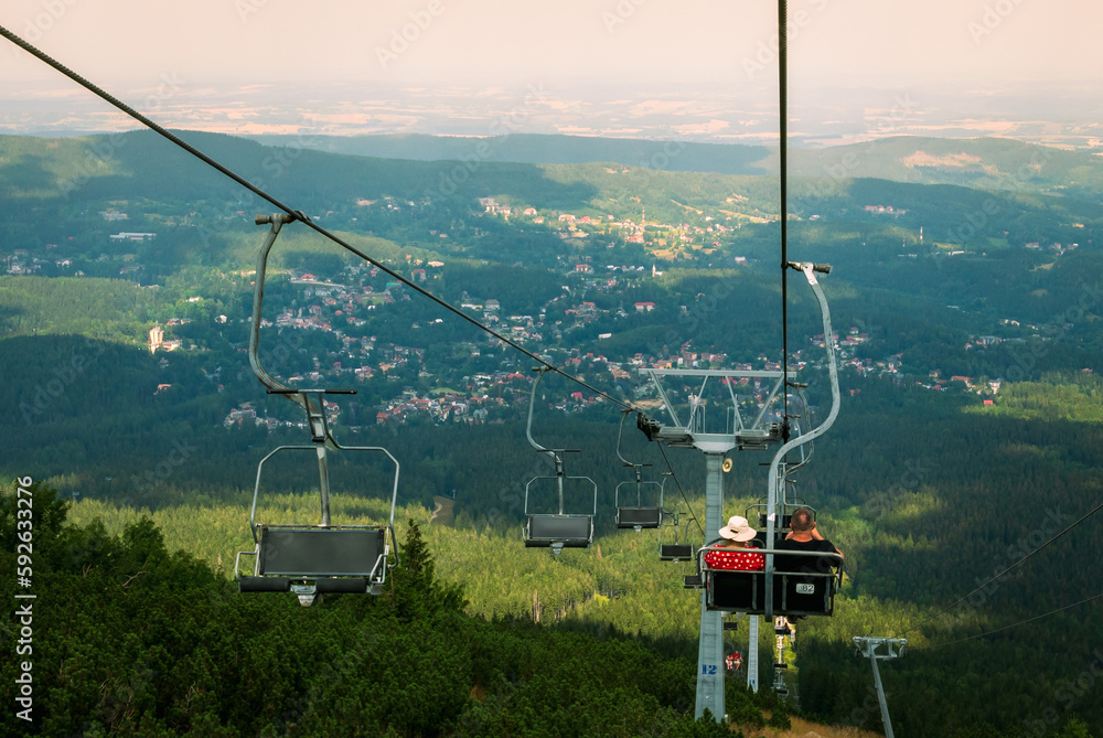 Chairlift in Szklarska Poręba, Poland, Giant Mountains.