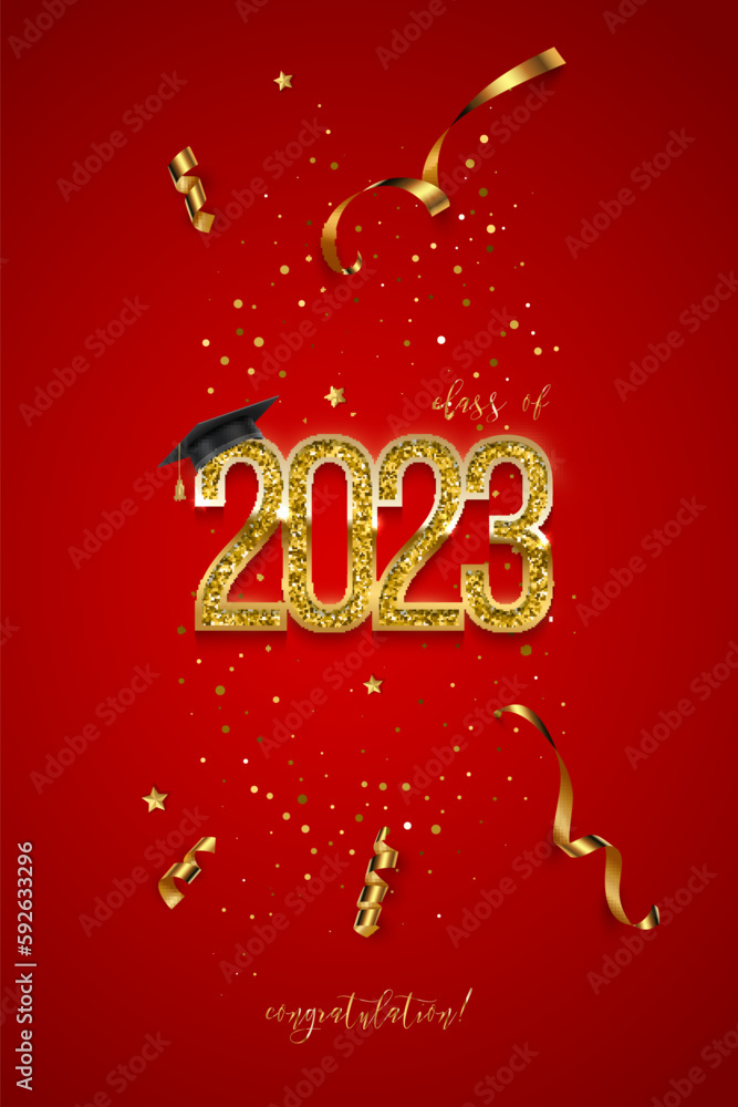 2023 graduation ceremony vertical banner. Award concept with academic ...