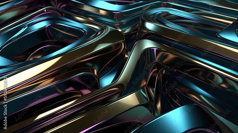 Abstract shapes and a metallic sheen for a futuristic feel created with generative AI technology