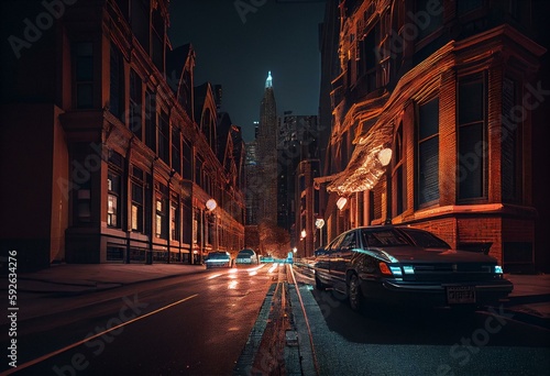 Night view of the street of Toronto. Generative AI