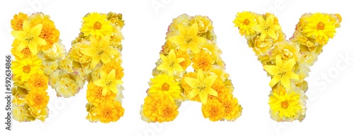word may with yellow flowers photo