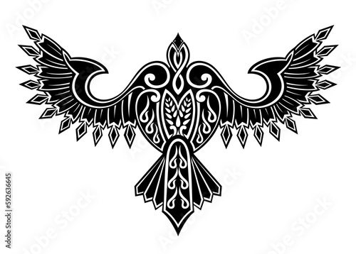 Eagle illustration in black background .Bird icon. Decortion for card design. Abstract sign for mug,t-shirt,phone case. Ideal for printing, posters, textiles.