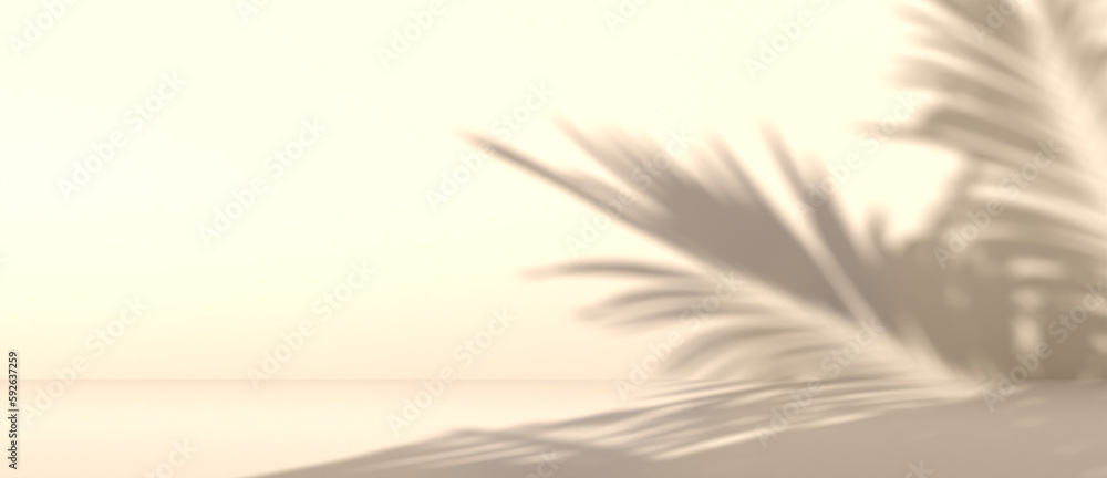 blurred shadow of palm leaves on a yellow wall. Abstract minimal background for a product presentation. Summer and spring seasons blurred shadow of palm leaves on a yellow wall. Abstract minimal background for a product presentation. Summer and spring seasons