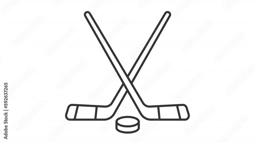 Playing Hockey Linear Animation Pair Of Sticks And Puck Sport Gear