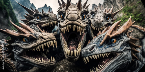A Group Of Dragon Taking Selfie Hyper Realistic Realism Style Generative Ai Digital Illustration Part 140423