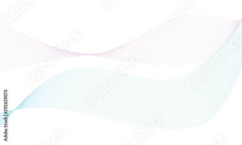 Abstract blue and violet lines on a white background. Line art. Vector illustration. Lines created with blend tool. Curved wavy line, smooth stripe. Copy space. Equalizer.