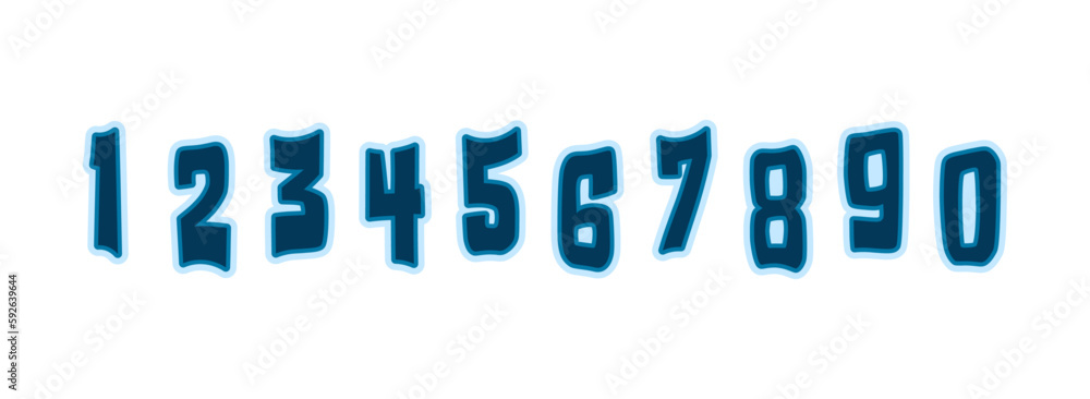 Grafitti Sticker Numbers Vector Illustration Set