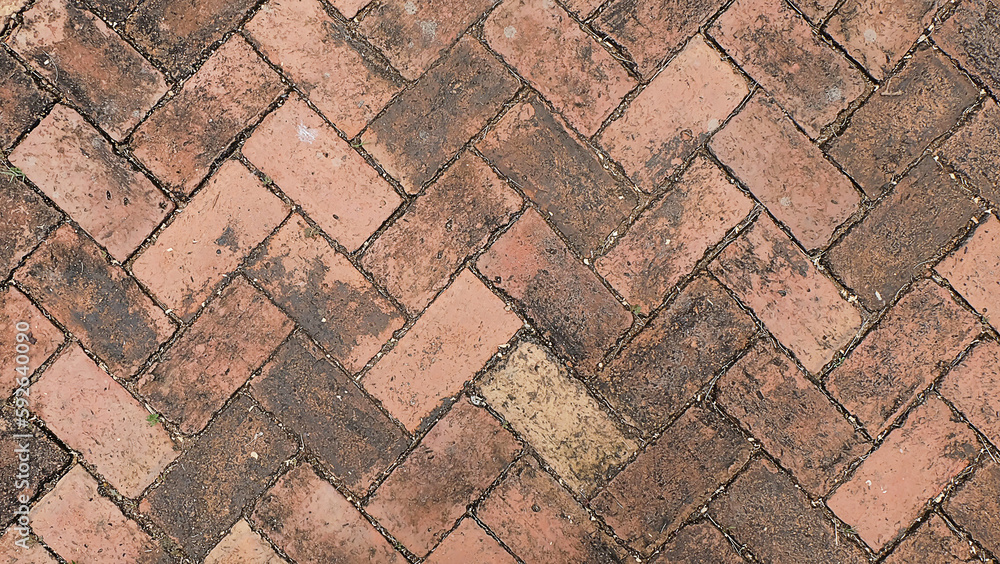 Old brick floor texture. ฺBrown Tone. Old brick floor texture. ฺBrown Tone.