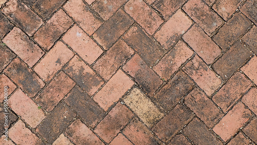 Old brick floor texture.    Brown Tone.