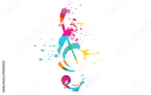 icona, chiave di violino, macchie di colori, fantasia creatività