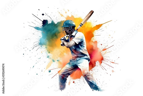 Watercolor design of a baseball player - Generative AI