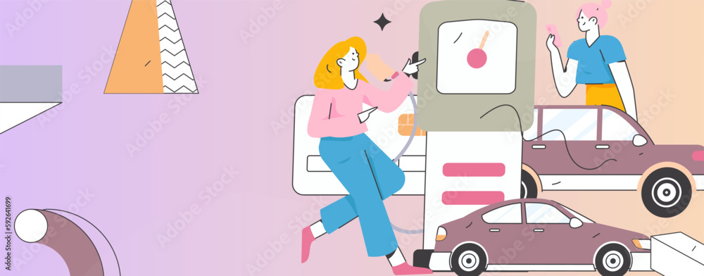 Vector internet operation hand-drawn illustration of people getting discounts for refueling the car
Vector internet operation hand-drawn illustration of people getting discounts for refueling the car