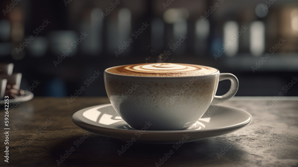 Close-up cup of aromatic coffee. Al generated Close-up cup of aromatic coffee. Al generated