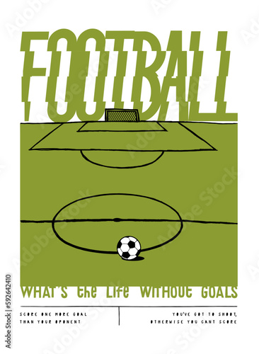 Football field vintage typography silkscreen t-shirt print vector illustration.