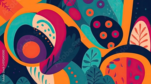 Organic shapes and a bright color scheme for a cheerful look  created with generative AI technology