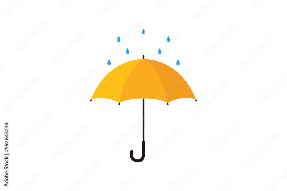 Raindrops on umbrella. flat style vector illustration