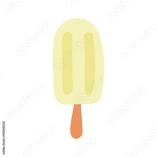 Ice cream bar, popsicle hand drawn illustration. Cartoon style flat design, isolated vector. Summer food, seasonal print, menu element, holidays, vacations, beach, pool party, gelato, frozen yogurt