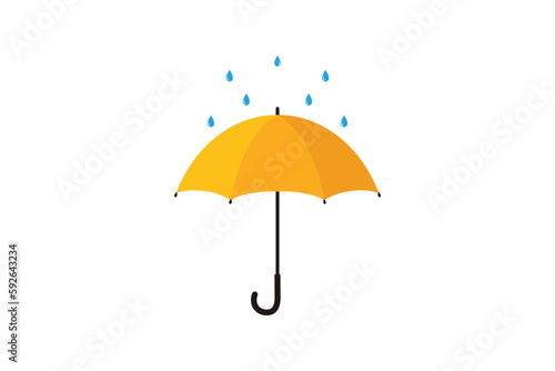 Raindrops on umbrella. flat style vector illustration