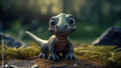 Cute dino realistic isolated background photorealistic. Al generated © ArtStage