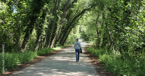 lady walks in the forest mediterranean region of turkey fethiye spring time