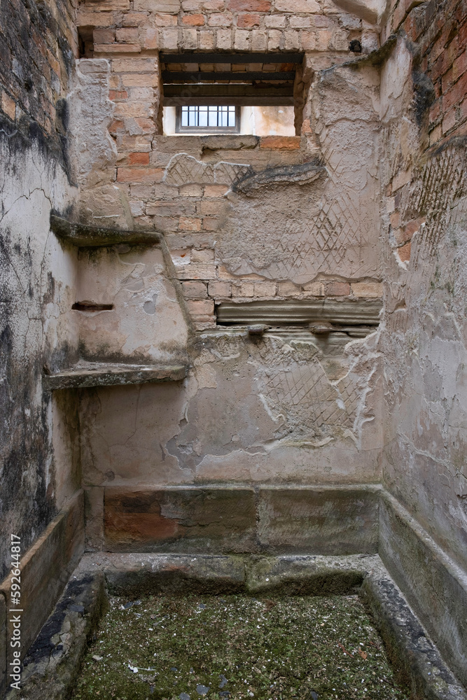 Fototapeta premium Original small indoor cell in the main Penitentiary building at the Port Arthur former convict settlement on the Tasman Peninsula, in Tasmania, Australia