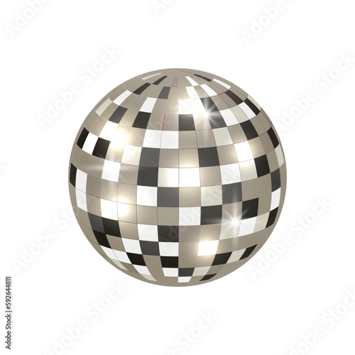 Disco ball isolated illustration. Bright mirrored design of a mirror ball for a dance disco club.